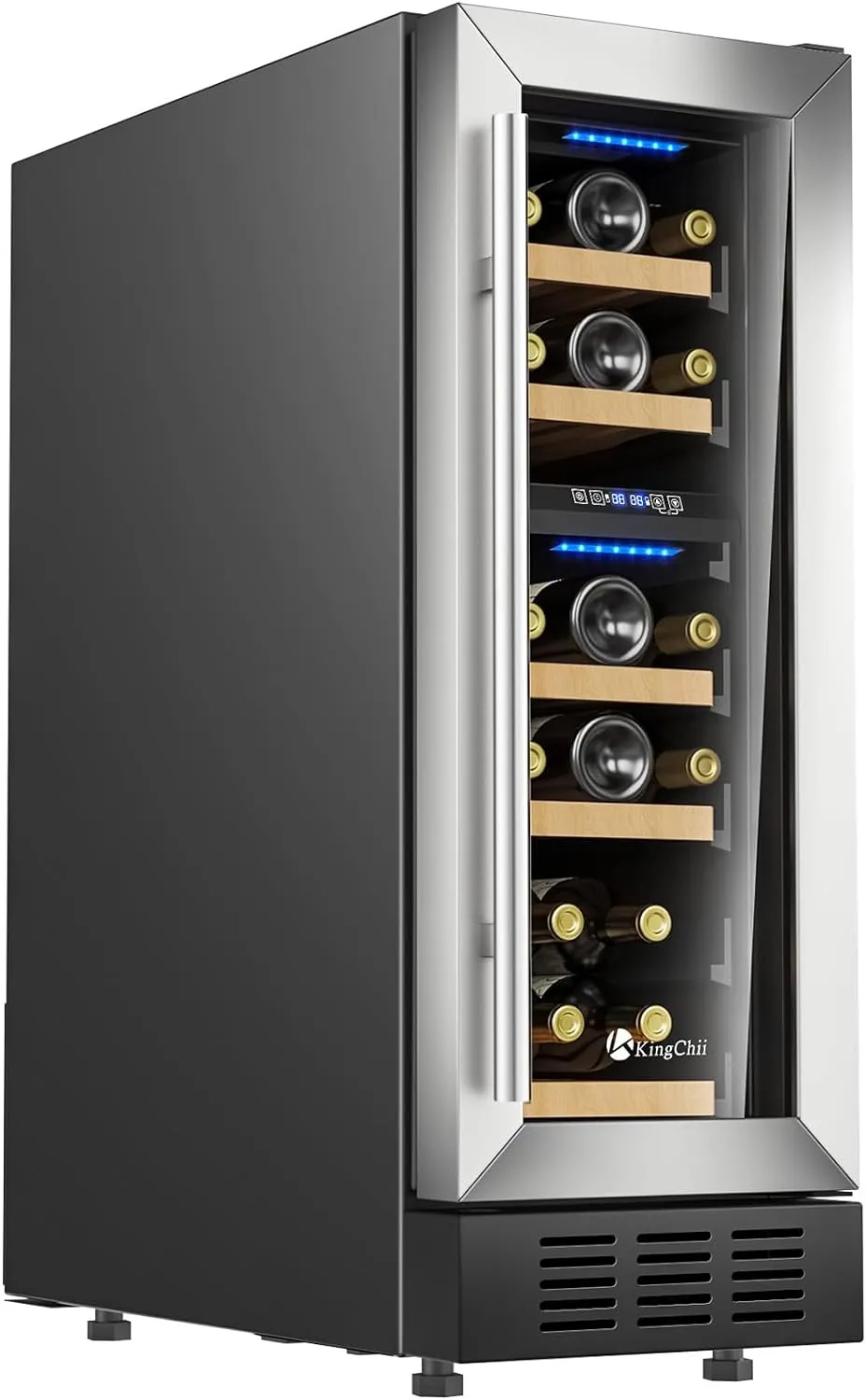 Wine Cooler Refrigerator Professional Compressor, Stainless Steel & Tempered Glass