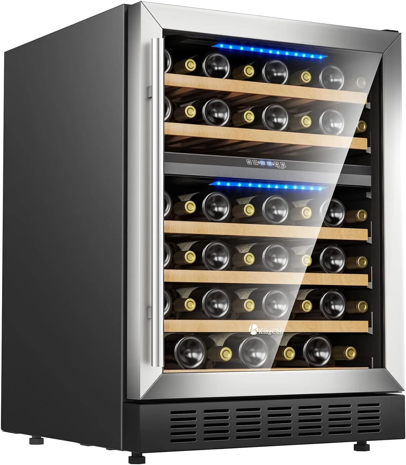 Wine Cooler Refrigerator Professional Compressor, Stainless Steel & Tempered Glass