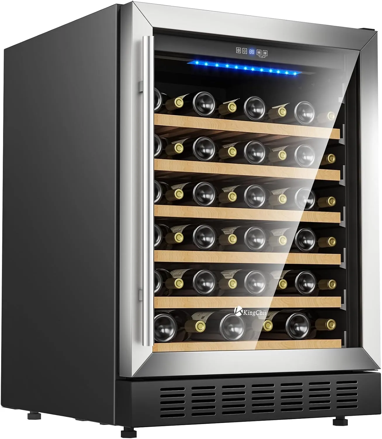 Wine Cooler Refrigerator Professional Compressor, Stainless Steel & Tempered Glass