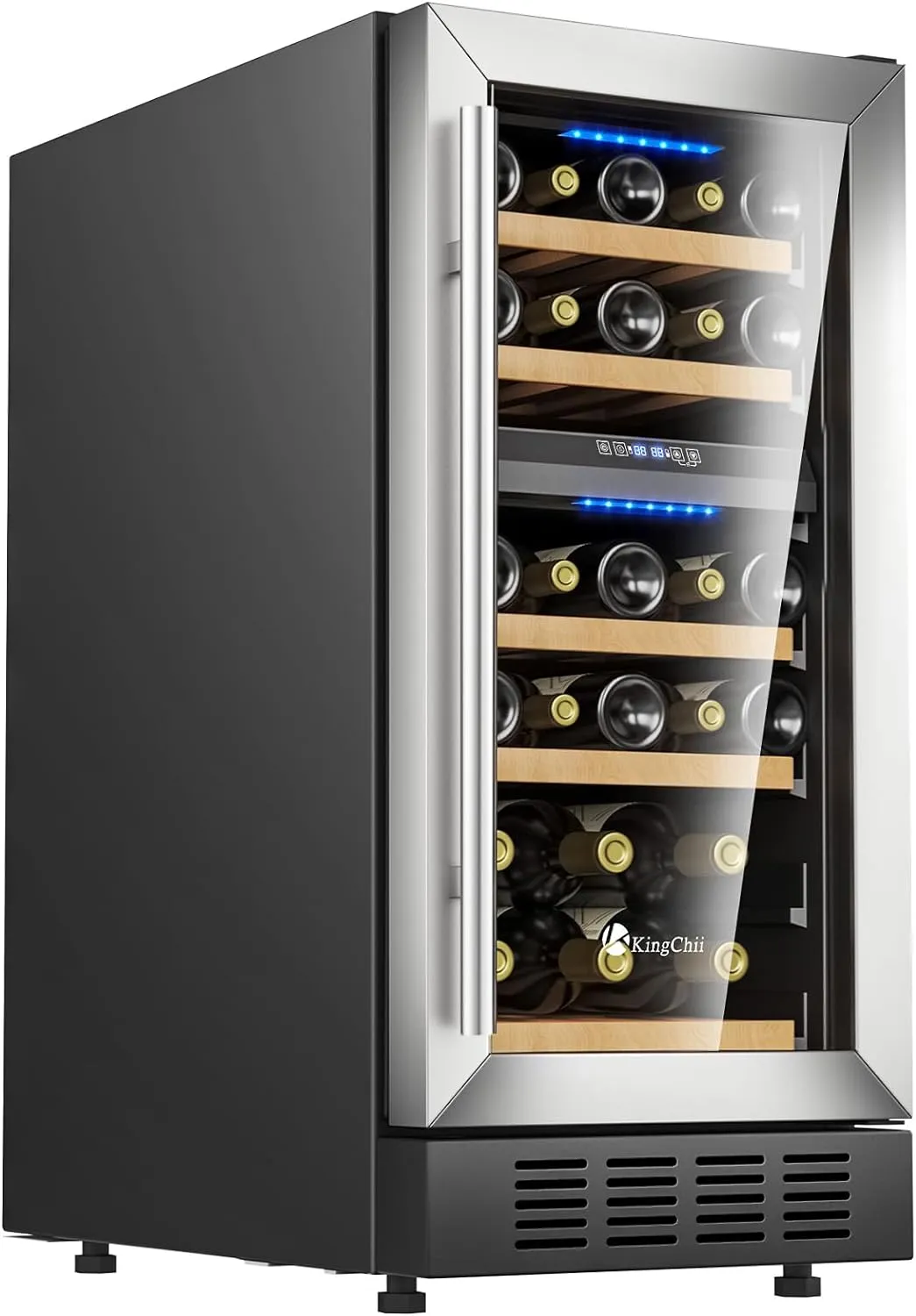 Wine Cooler Refrigerator Professional Compressor, Stainless Steel & Tempered Glass