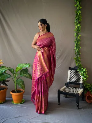 Wine Saree in Pure Kanjeevaram Silk