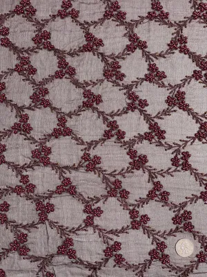 Wine Sequin & Beads On Silk Chiffon JEC-051-12 Fabric