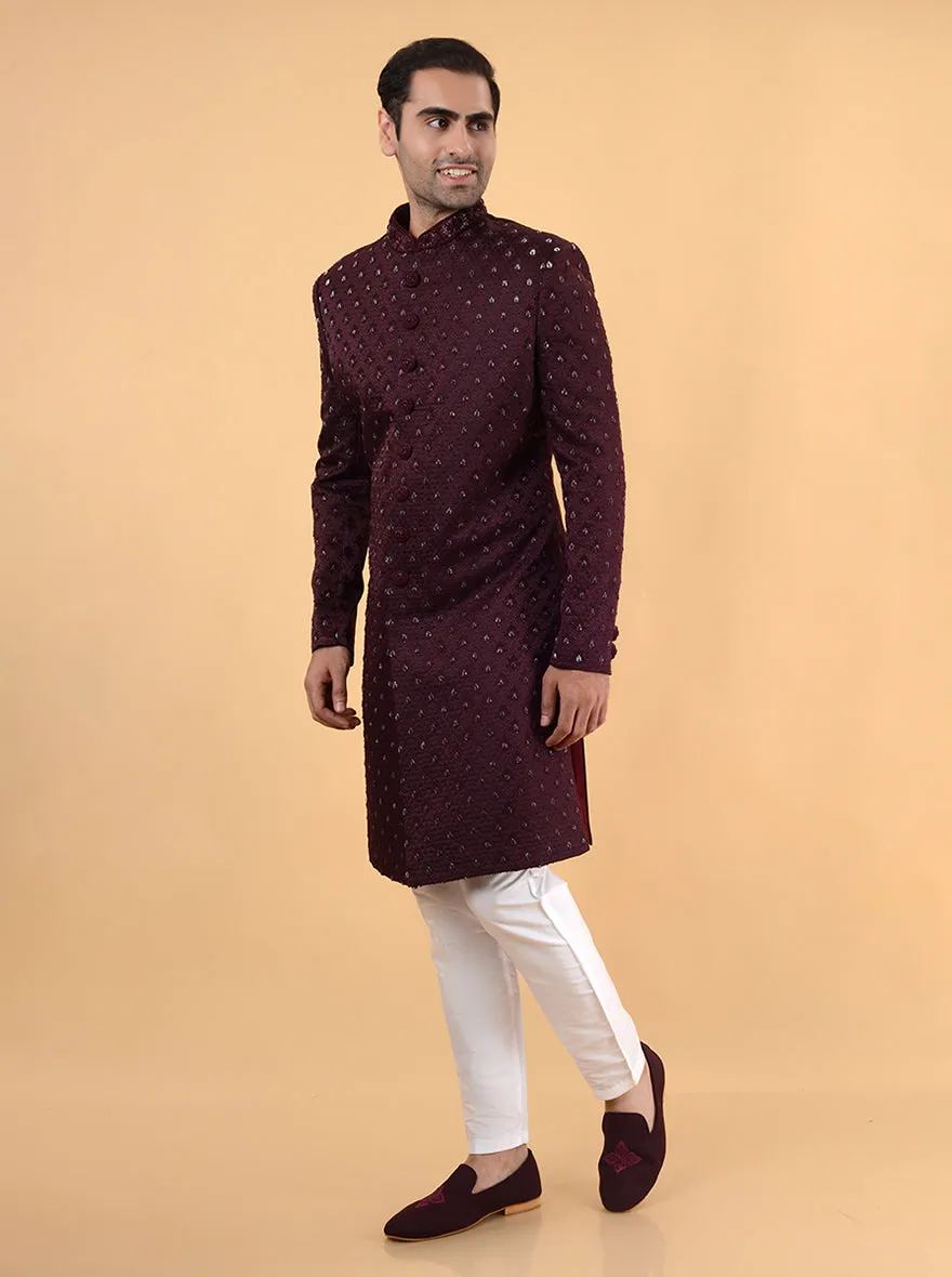 Wine  Sherwani | TULA