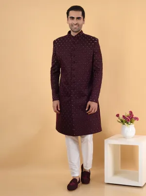 Wine  Sherwani | TULA