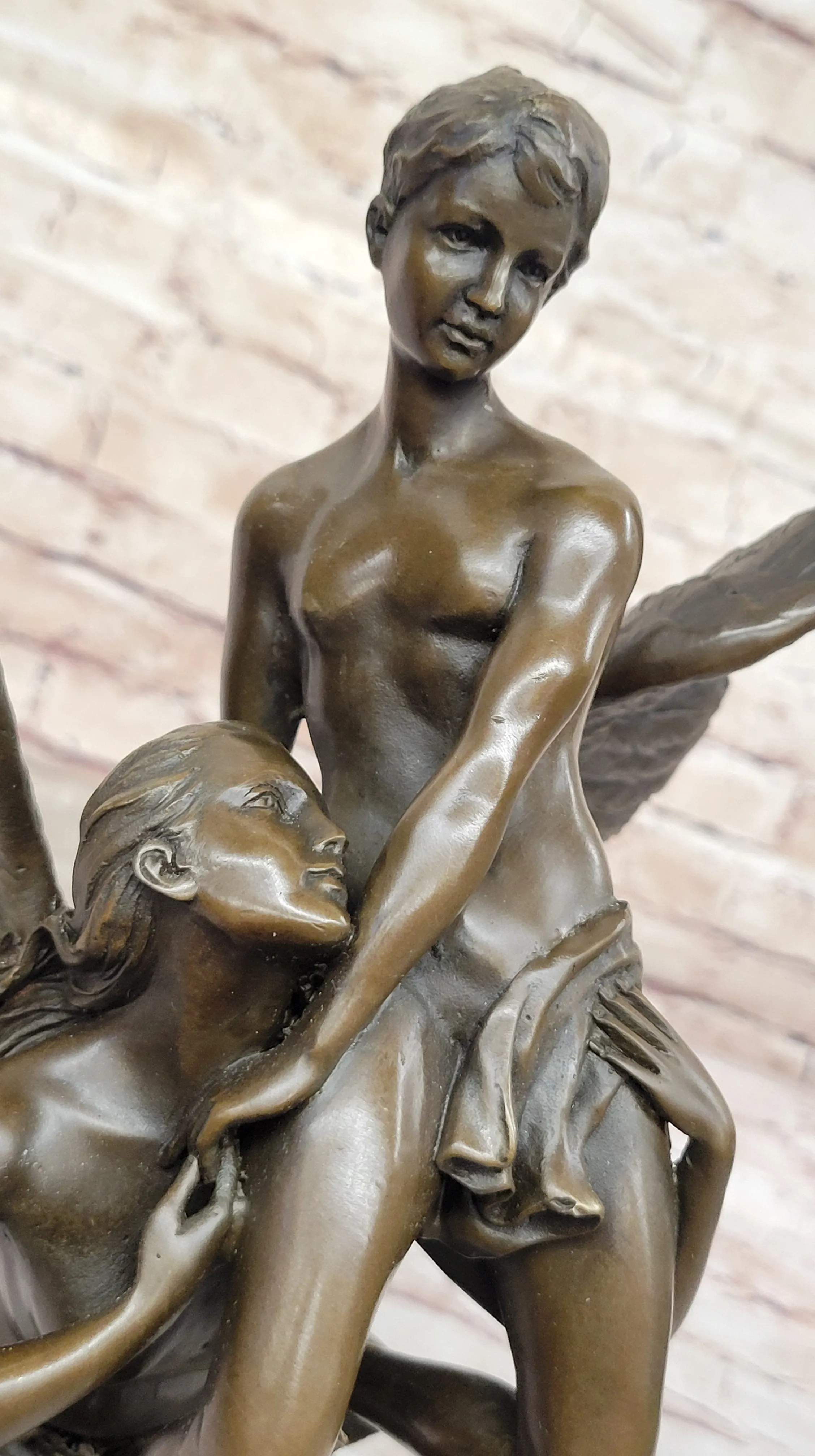 Winged Siren Seizing an Adolescent. Denys Pierre Puech 17" Tall Figurine