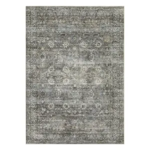 Winifred Distressed Vintage Antique Floral Charcoal Green Area Rug