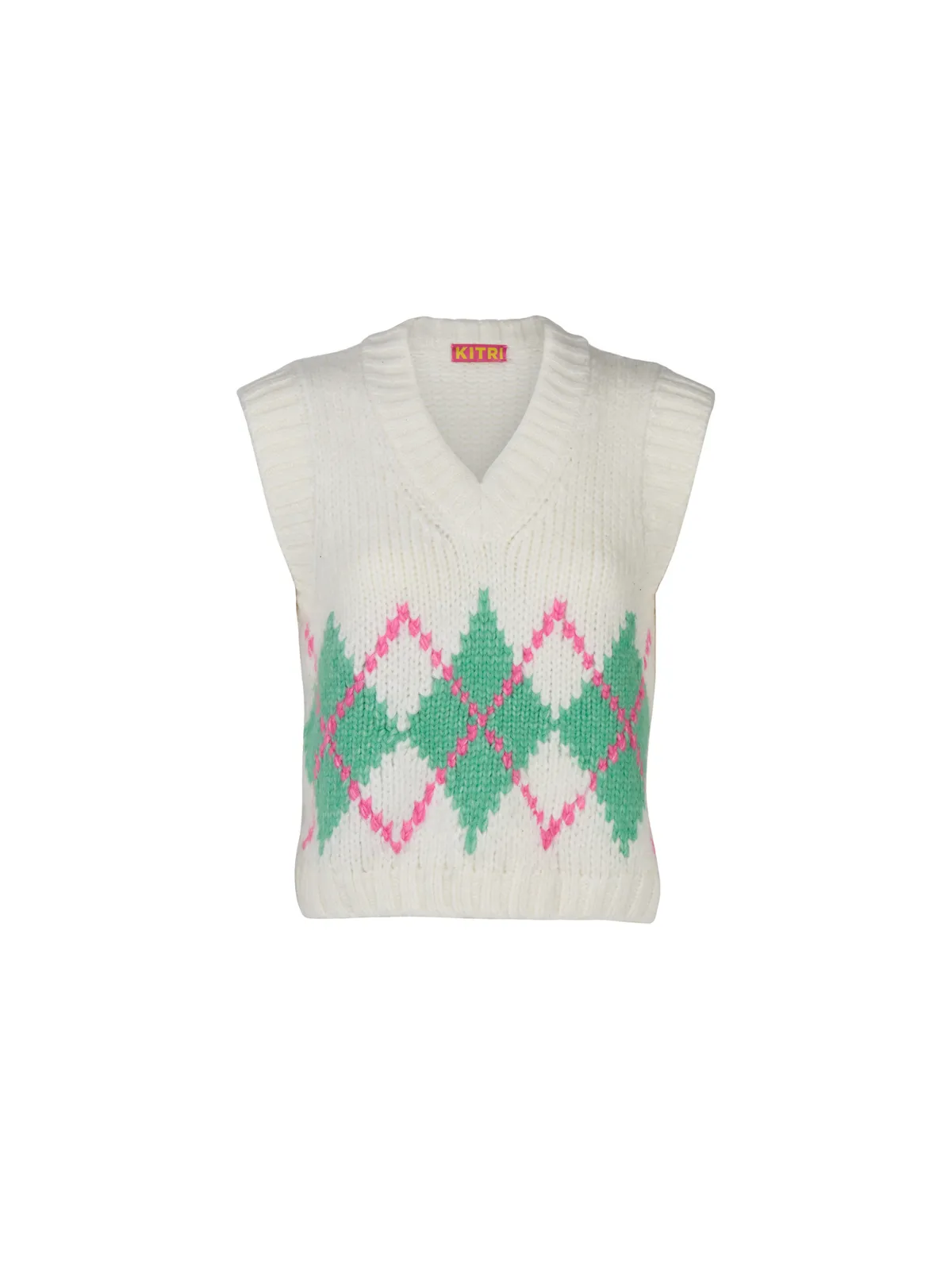 Winona Ivory Argyle Knit Vest