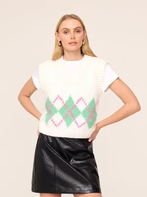 Winona Ivory Argyle Knit Vest