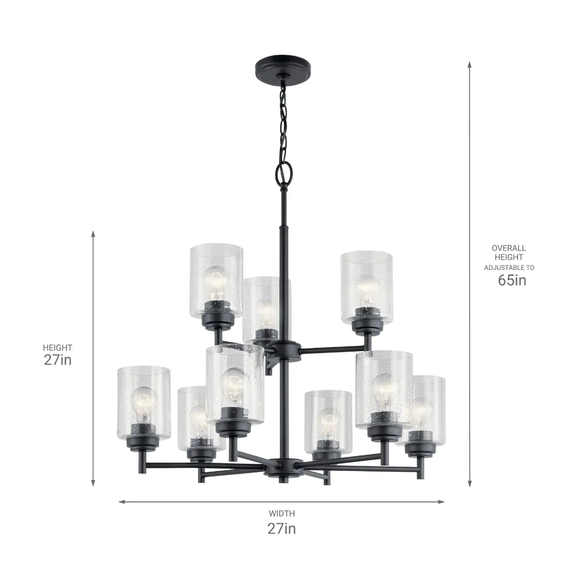 Winslow 27" 9-Light Chandelier, Black Finish