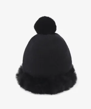 Winter Beanie Hat with Pom Pom - Black