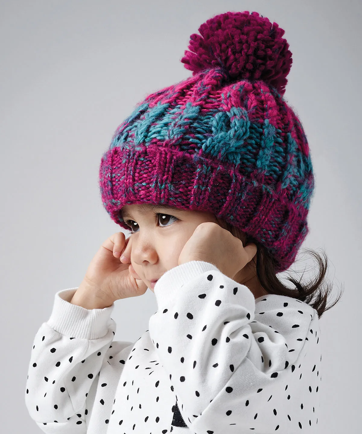 Winter Berries - Junior corkscrew pom pom beanie