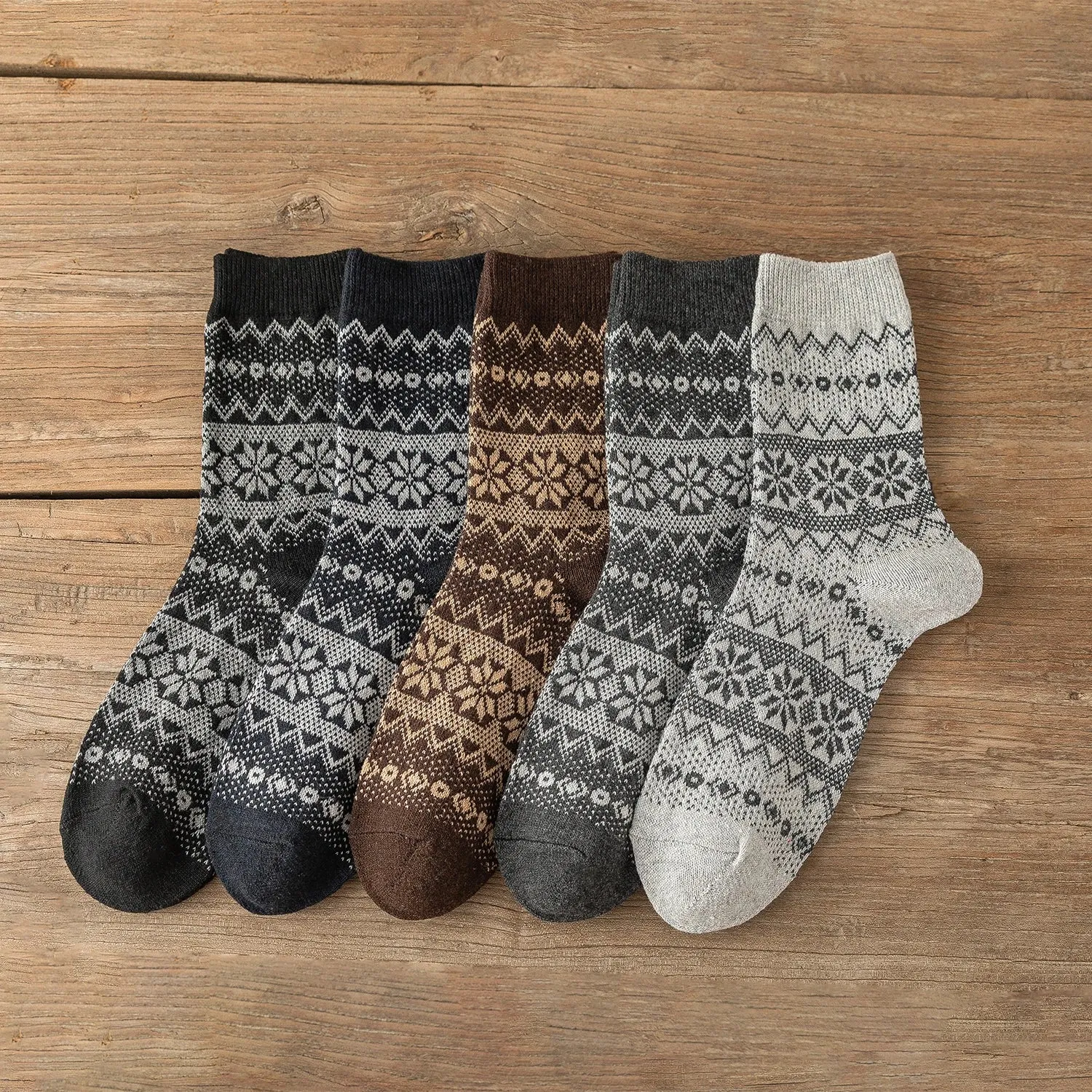 Winter Fair Isle Socks 5 Pack