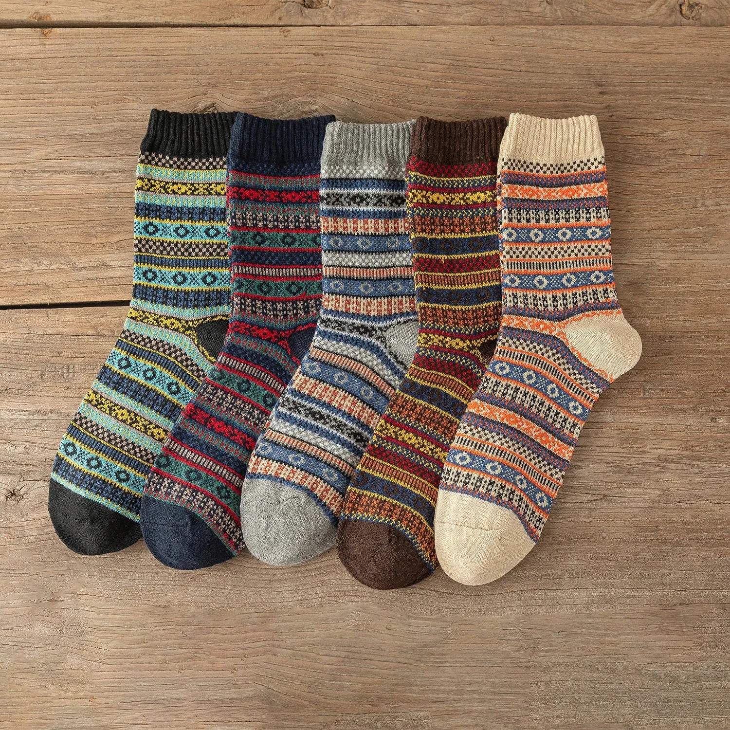 Winter Fair Isle Socks 5 Pack