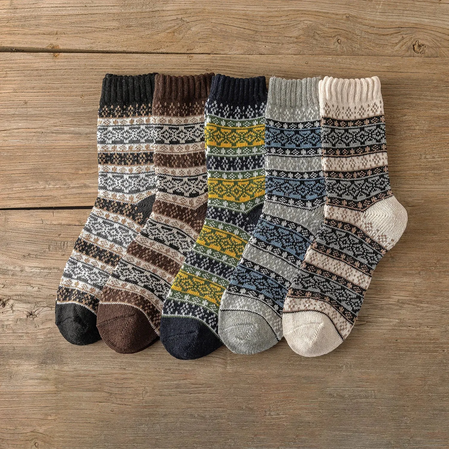 Winter Fair Isle Socks 5 Pack