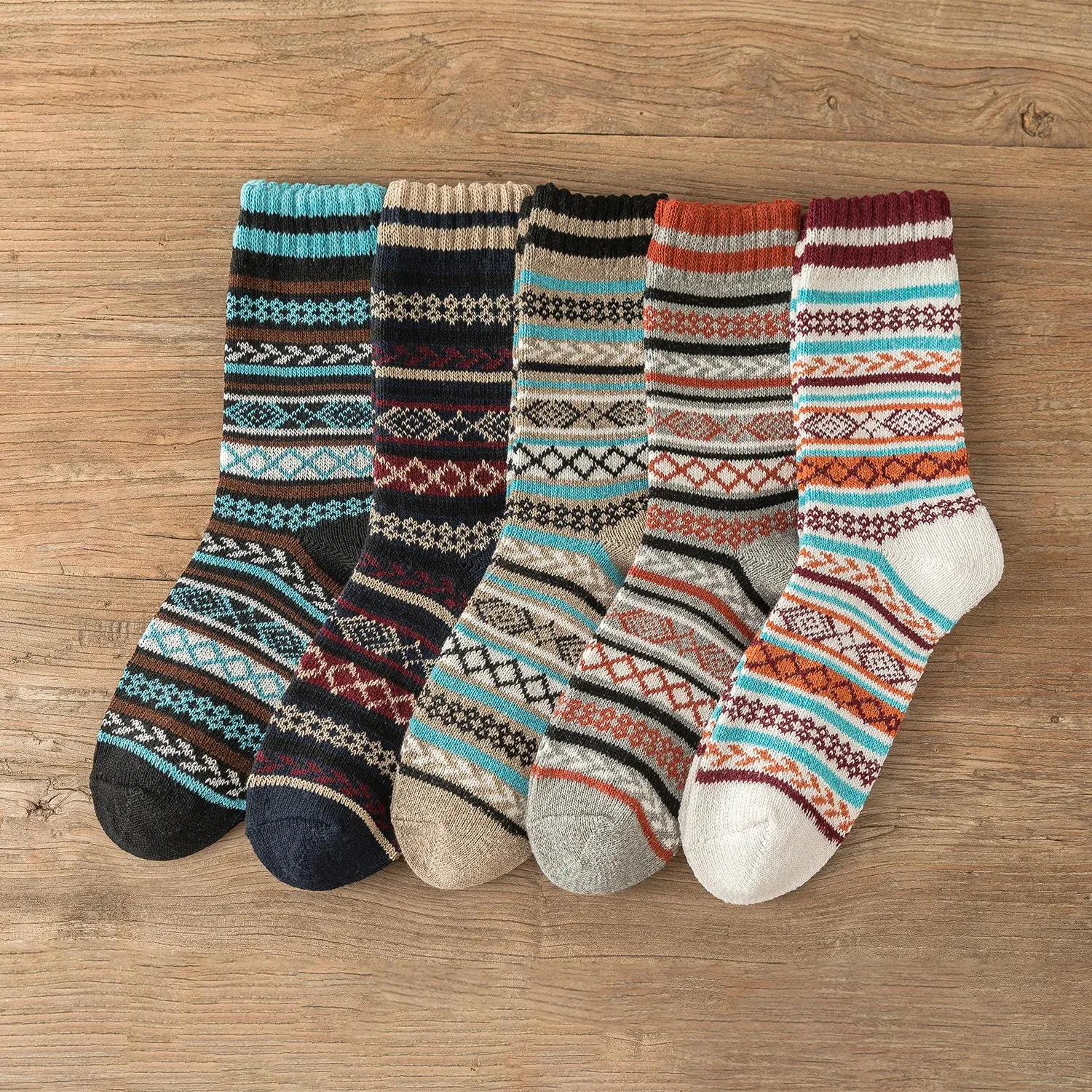 Winter Fair Isle Socks 5 Pack