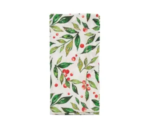 Winter Foliage Napkin in White Red & Green Set of 4 by Kim Seybert