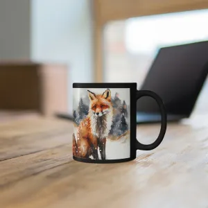 Winter Fox 02 - Black mug 11oz