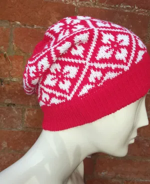 Winter hat, Ski hat , silly hat, Kep style slouchy beanie, in Christmas colours