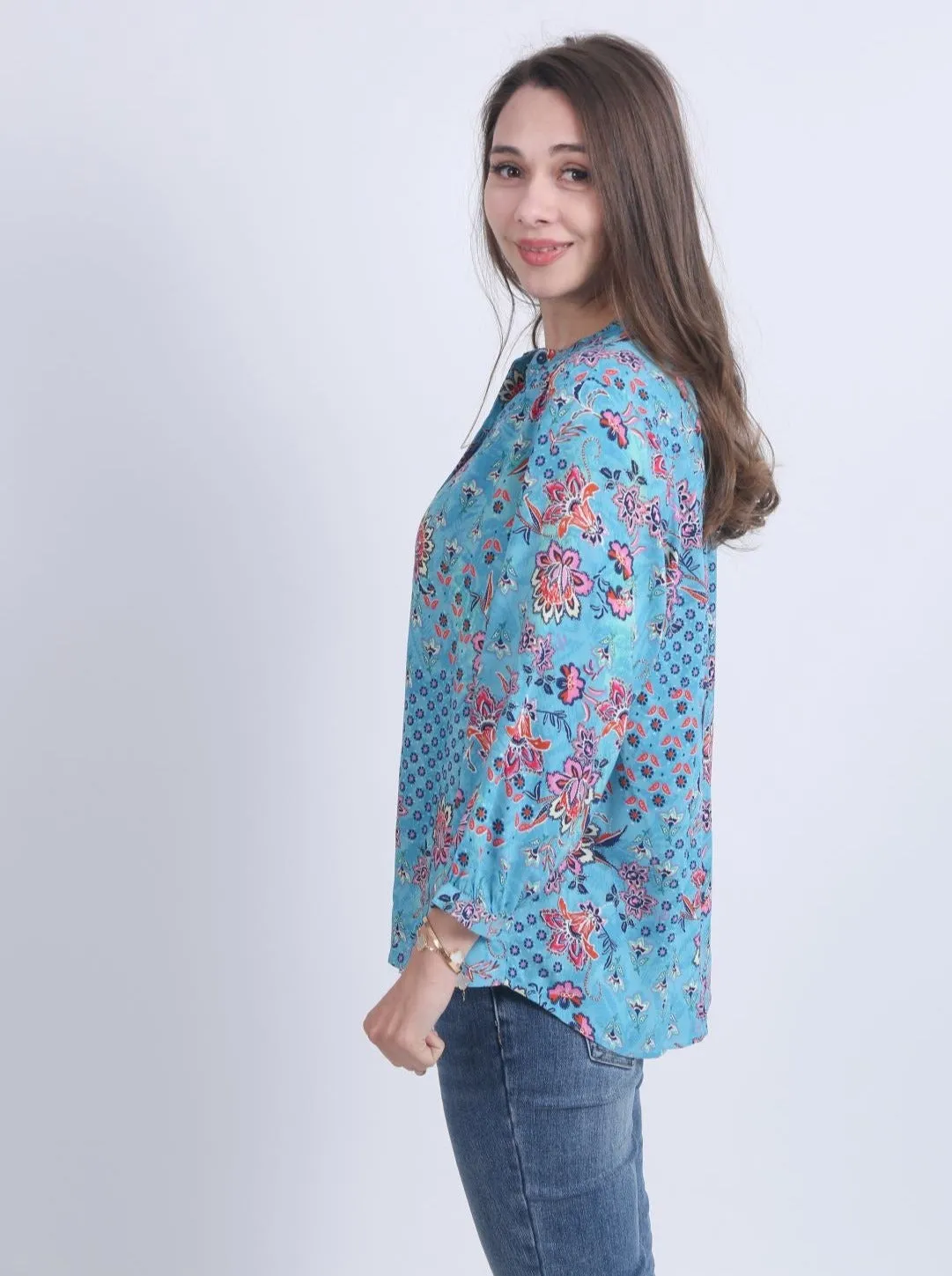 Winter Long Sleeves Martha Top - Blue Print