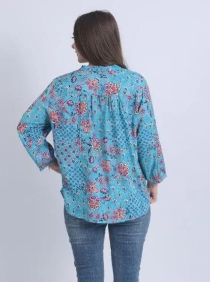 Winter Long Sleeves Martha Top - Blue Print