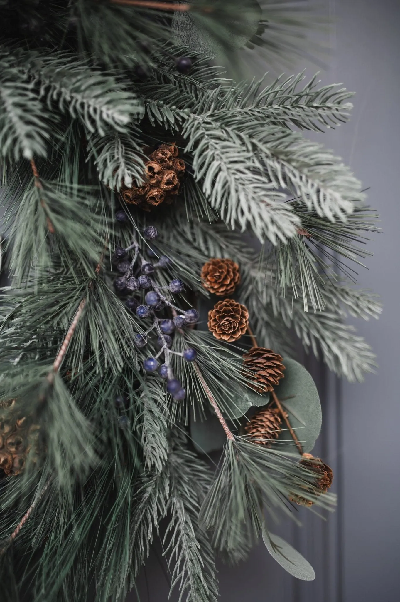 Winter Pine and Blueberry Wreath