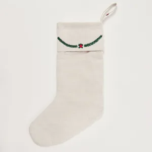 Winter Pine Linen Stocking