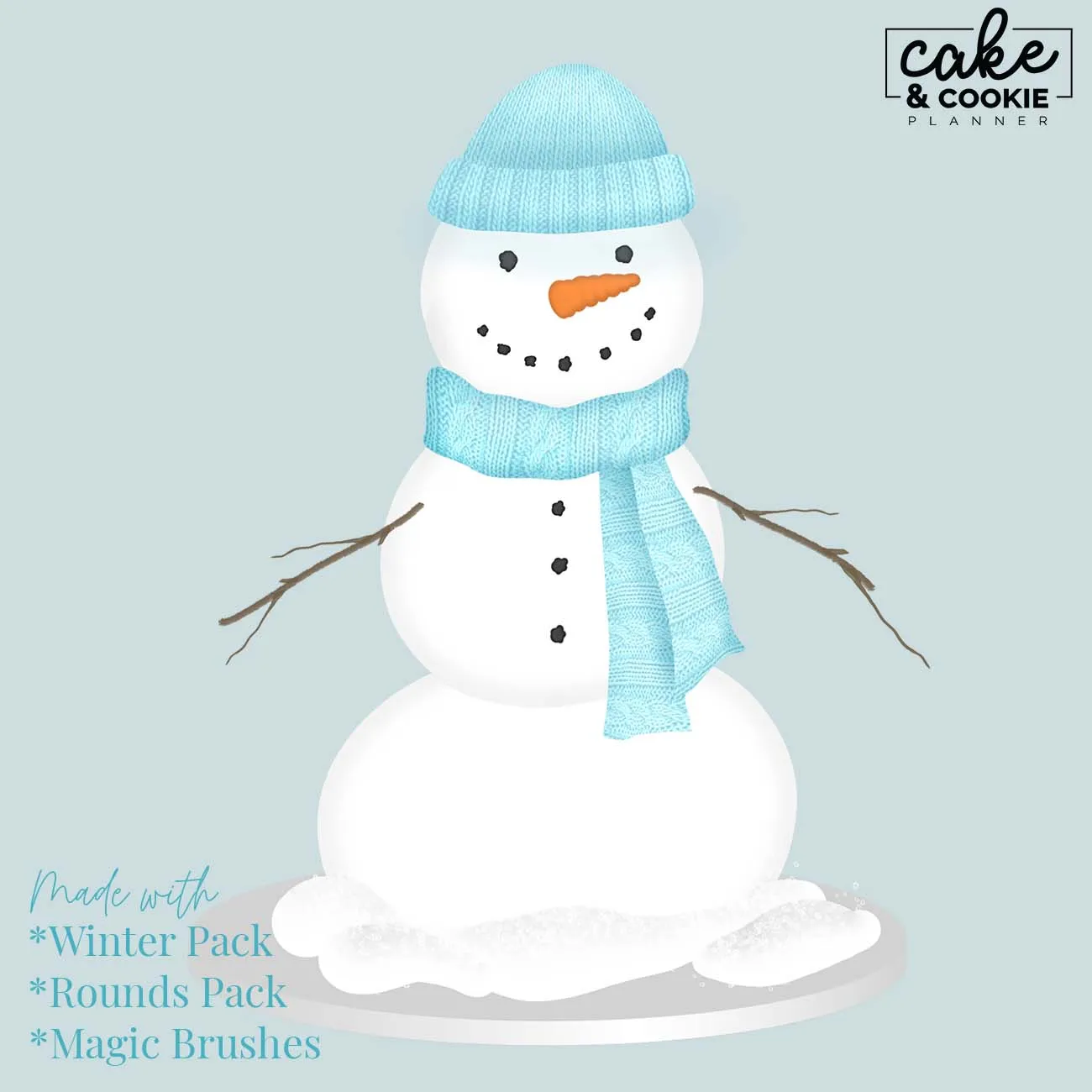 Winter Seasonal Procreate Pack - Digital Cake Sketching