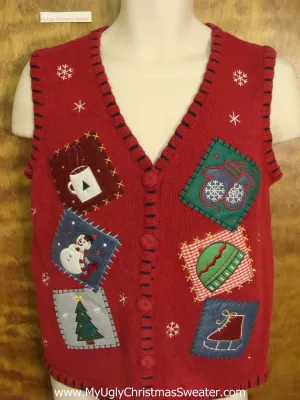 Winter Sports Themed Ugly Christmas Sweater Vest