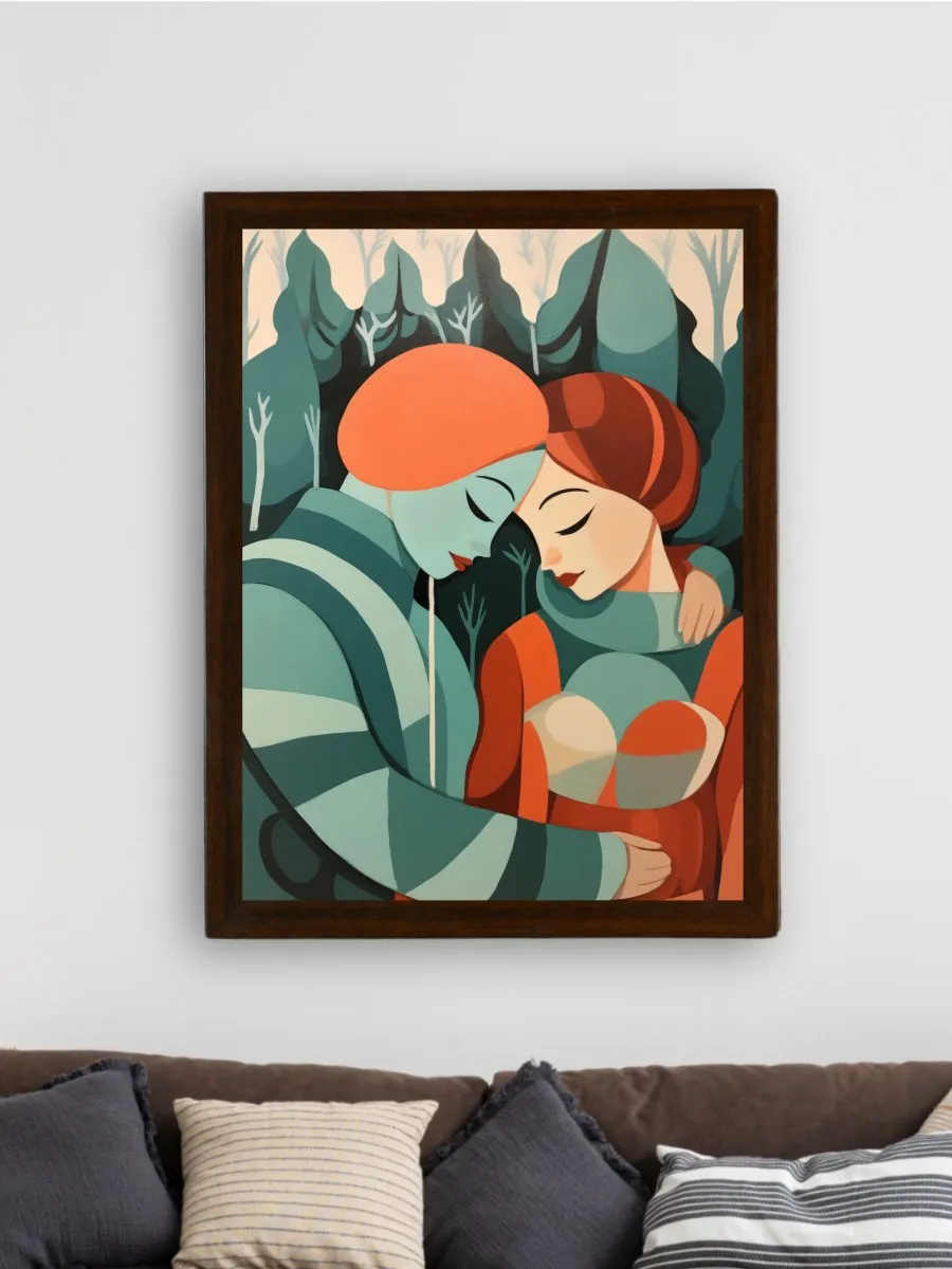 Winter Whispers: Premium Modern Couple Canvas Print by Sowpeace – Handcrafted Indian-Inspired Art for Elegant Winter Home Decor