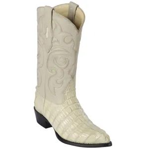 Winter White Caiman Tail Western Boots