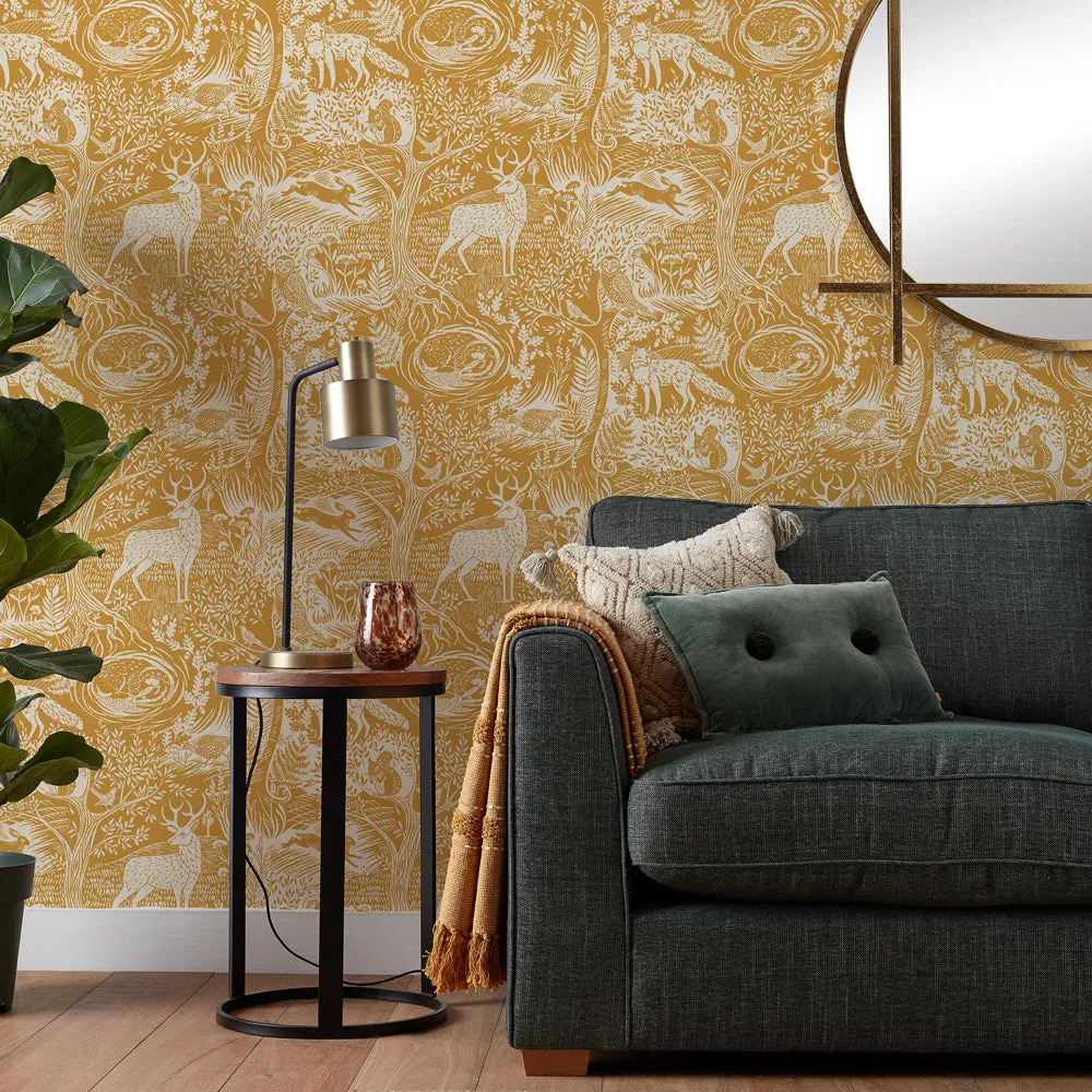 Winter Woods Wallpaper Ochre