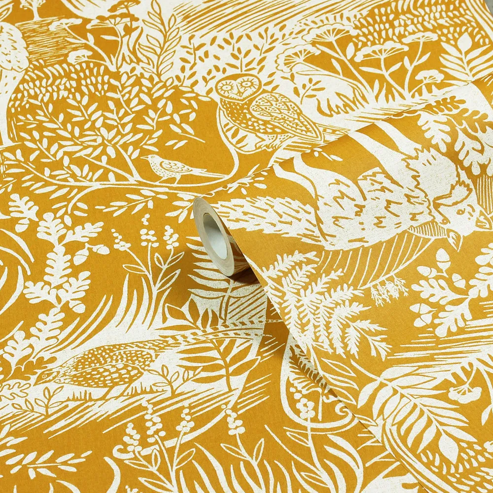 Winter Woods Wallpaper Ochre