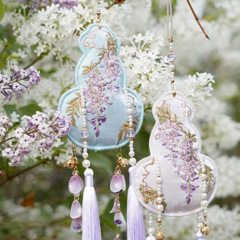 Wisteria Embroidery Auspicious Gourd Pendant Hanfu Pendant Accessory Chinese Gift