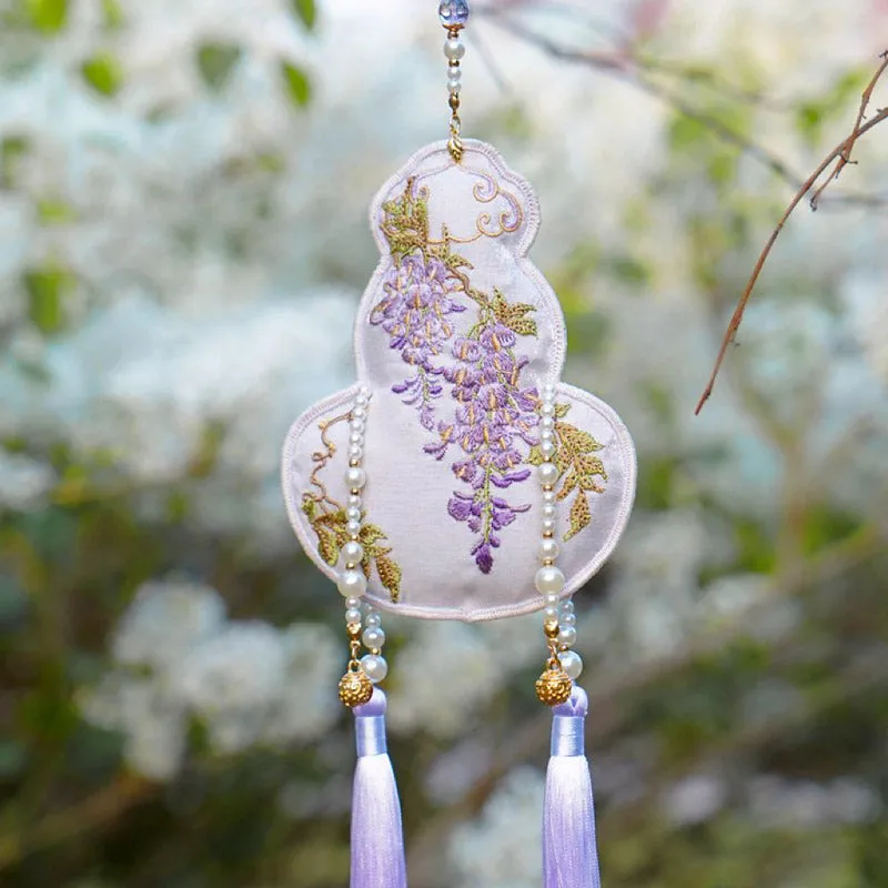 Wisteria Embroidery Auspicious Gourd Pendant Hanfu Pendant Accessory Chinese Gift