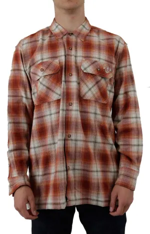 (WLRS2OB2) Ronnie Sandoval Brushed Flannel Shirt - Burnt Ombre Plaid