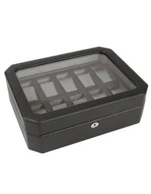 Wolf Designs 10 Watch Box - Black Pebble Finish