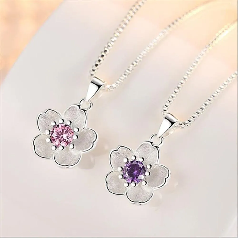 Woman Handmade Cherry Blossom Necklace Pendant