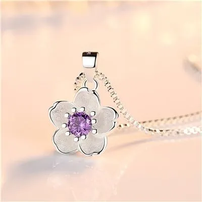 Woman Handmade Cherry Blossom Necklace Pendant