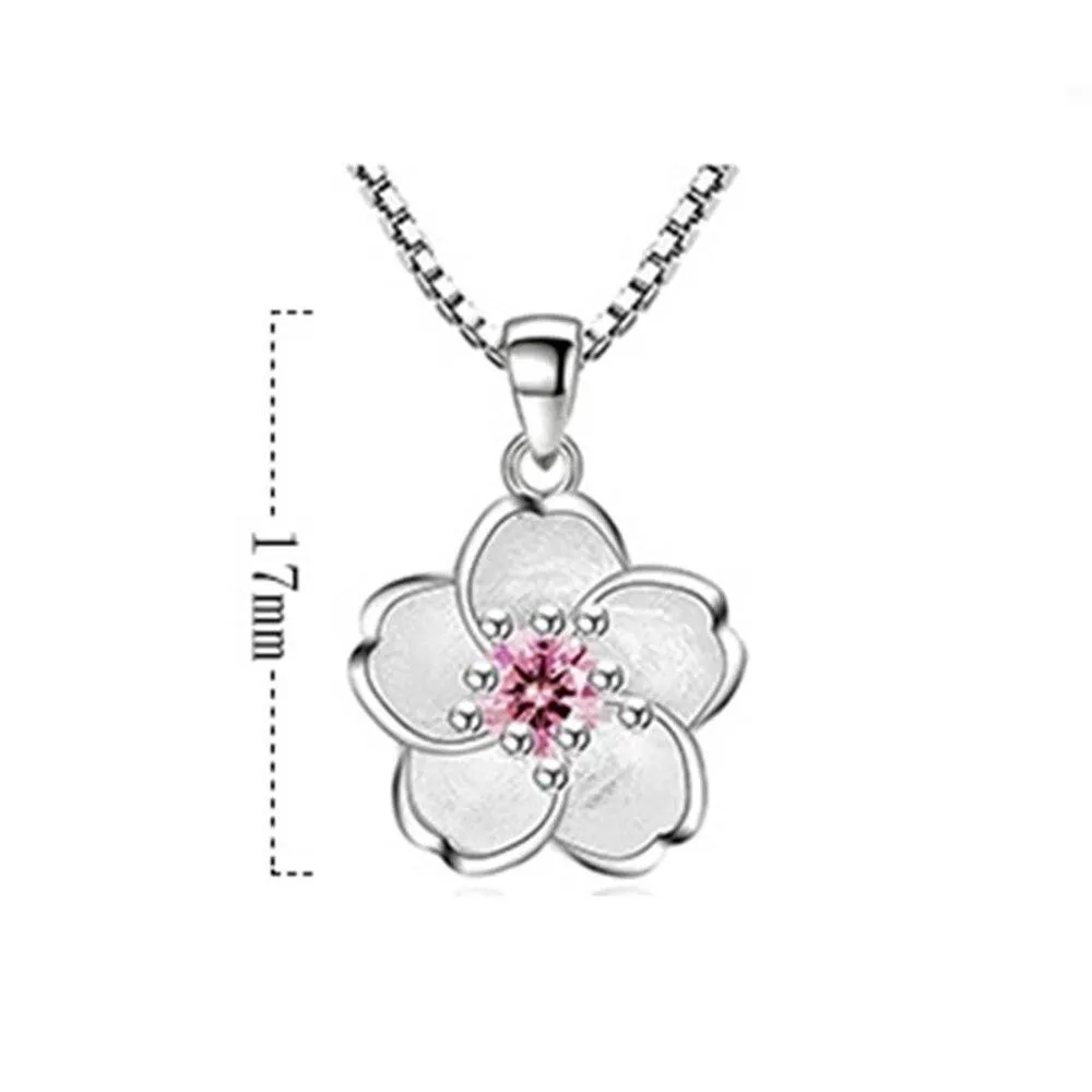 Woman Handmade Cherry Blossom Necklace Pendant