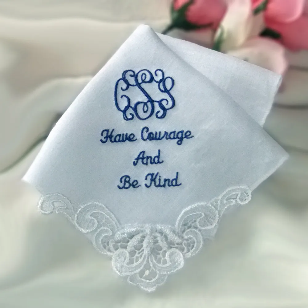 Womans Linen Handkerchief with Venice Lace