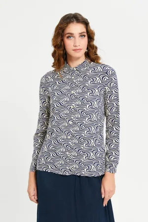 Women Beige Collared Printed Shirt