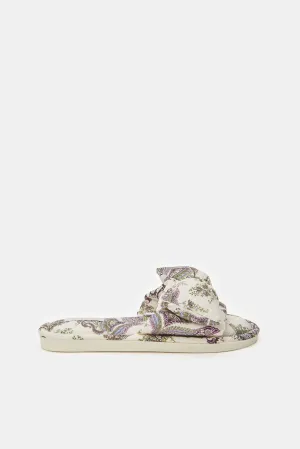 Women Beige Floral Print Slipper