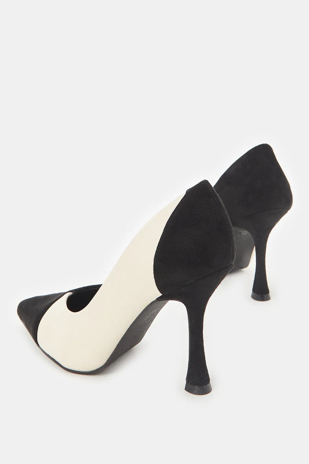 Women Black And Beige Court Shoes