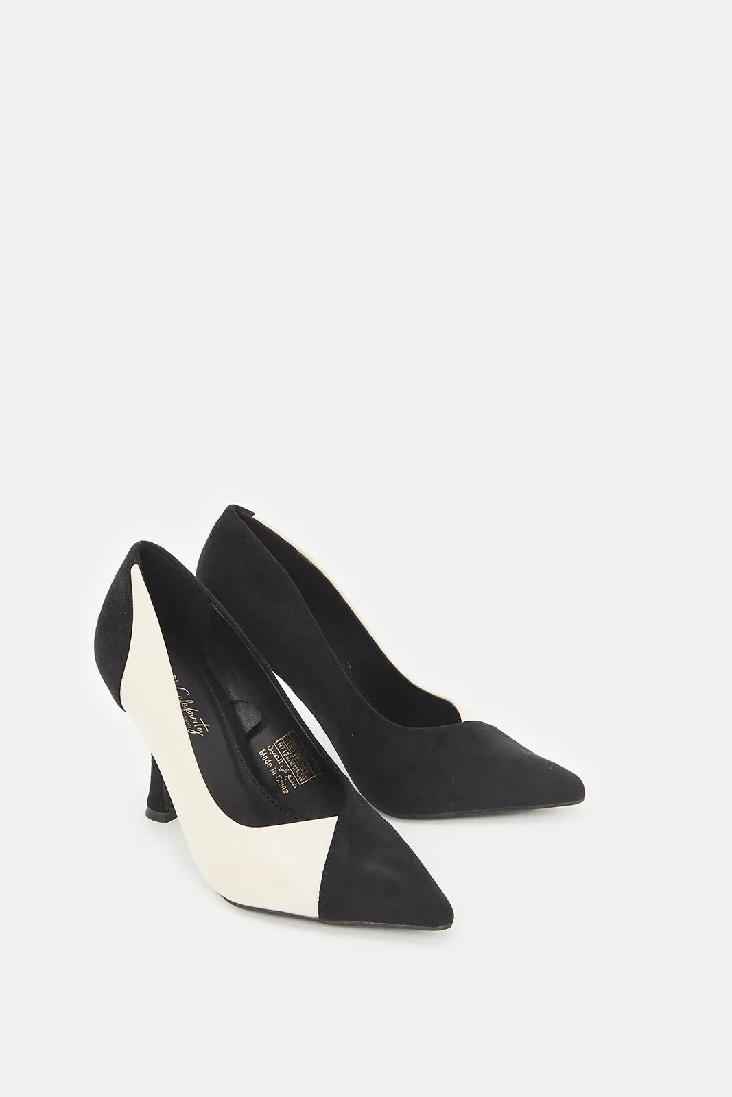 Women Black And Beige Court Shoes