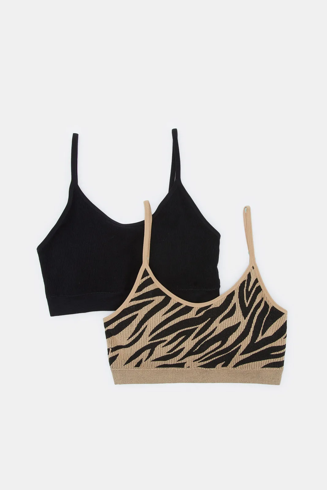 Women Black And Beige Zebra Print Comfort Bra (Pack of 2)