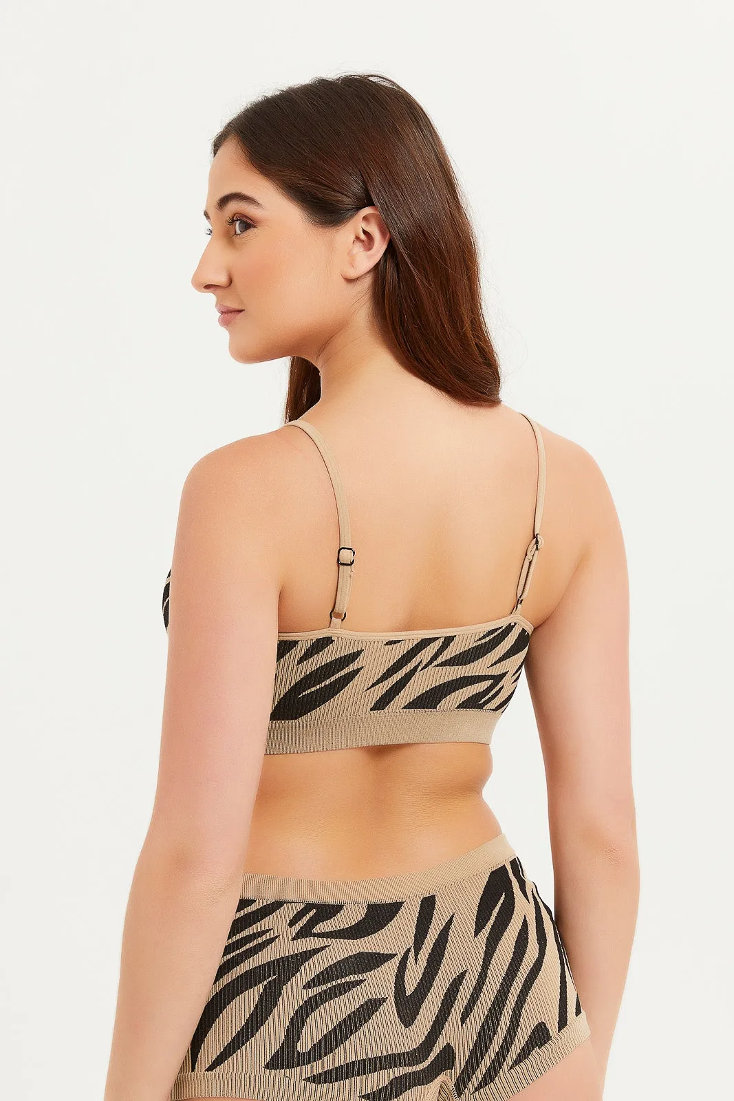 Women Black And Beige Zebra Print Comfort Bra (Pack of 2)