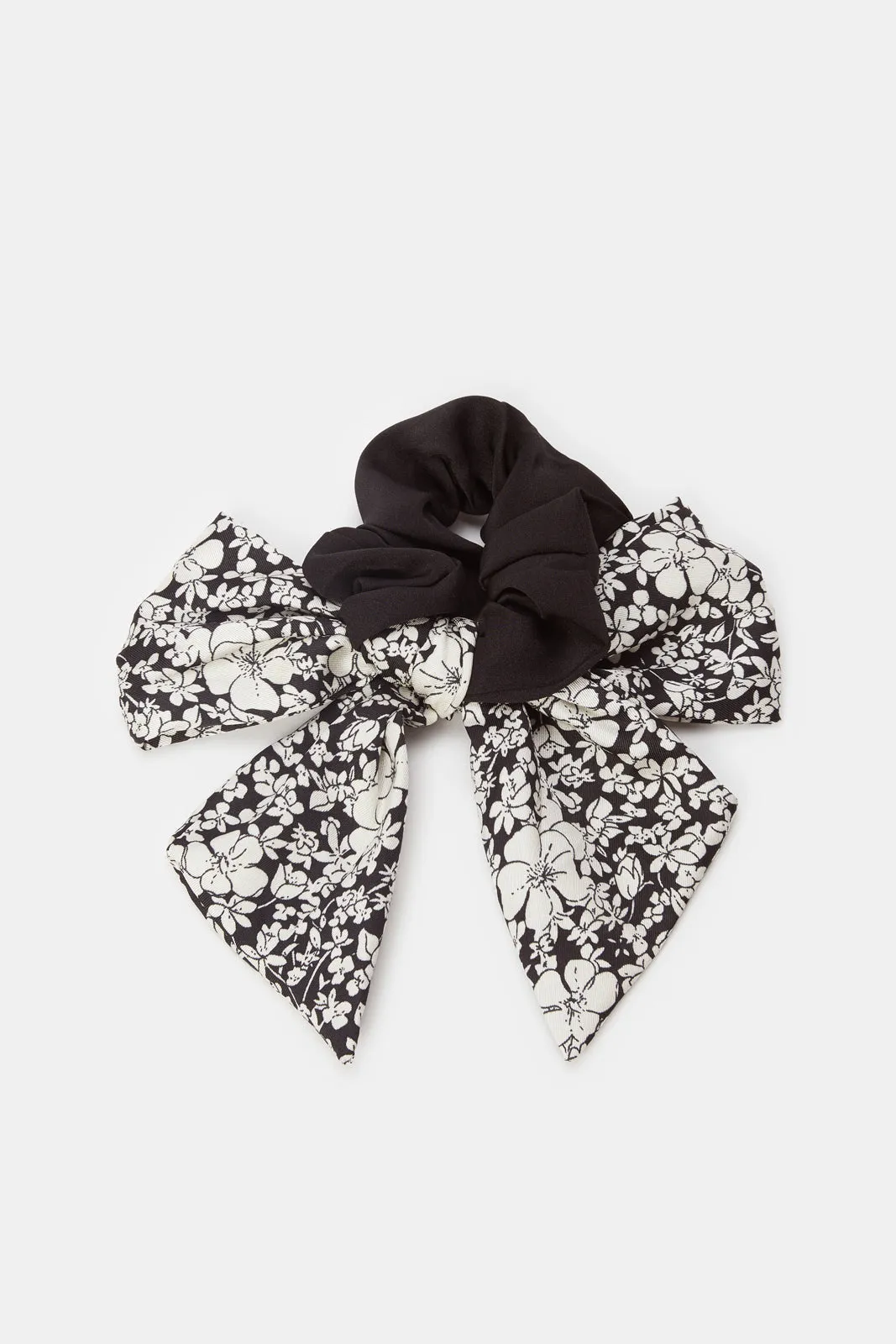 Women Black And White Printed Scrunchy