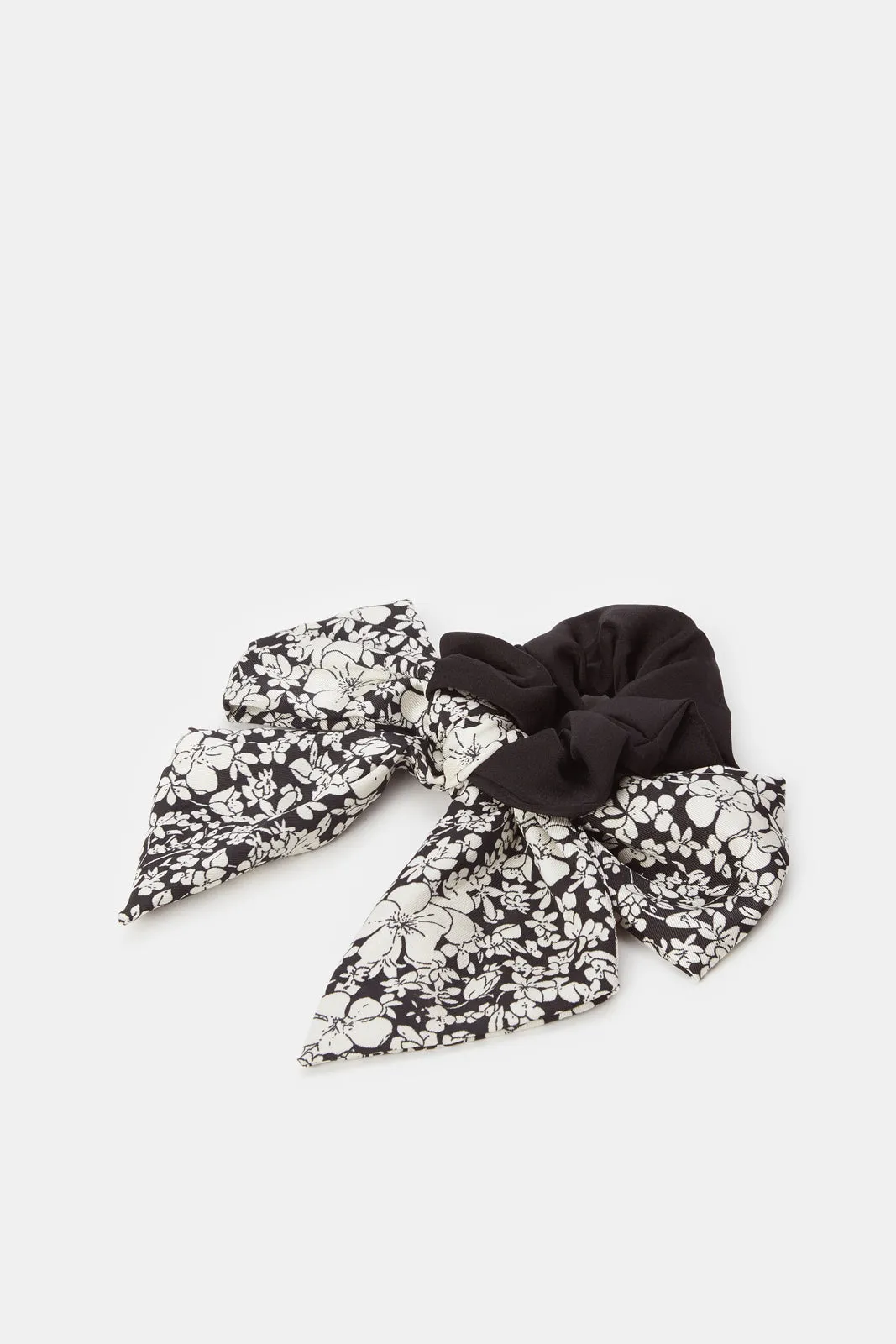 Women Black And White Printed Scrunchy