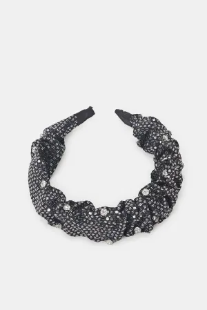 Women Black Diamante Headband