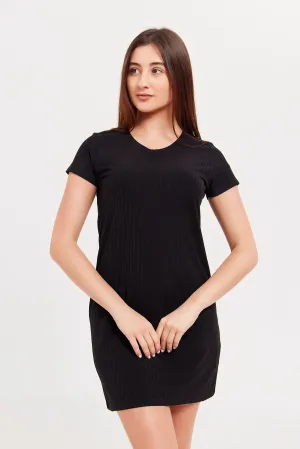 Women Black Solid Nightshirt